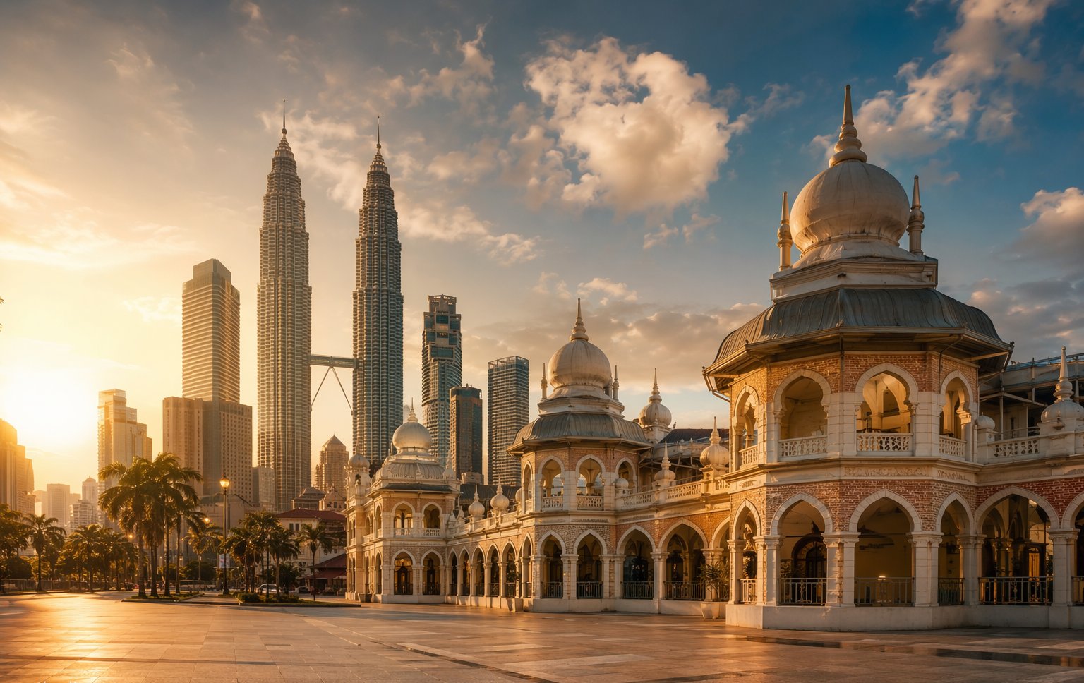 Kuala Lumpur, Malaysia — Petronas towers, hawker halls and Batu Caves
