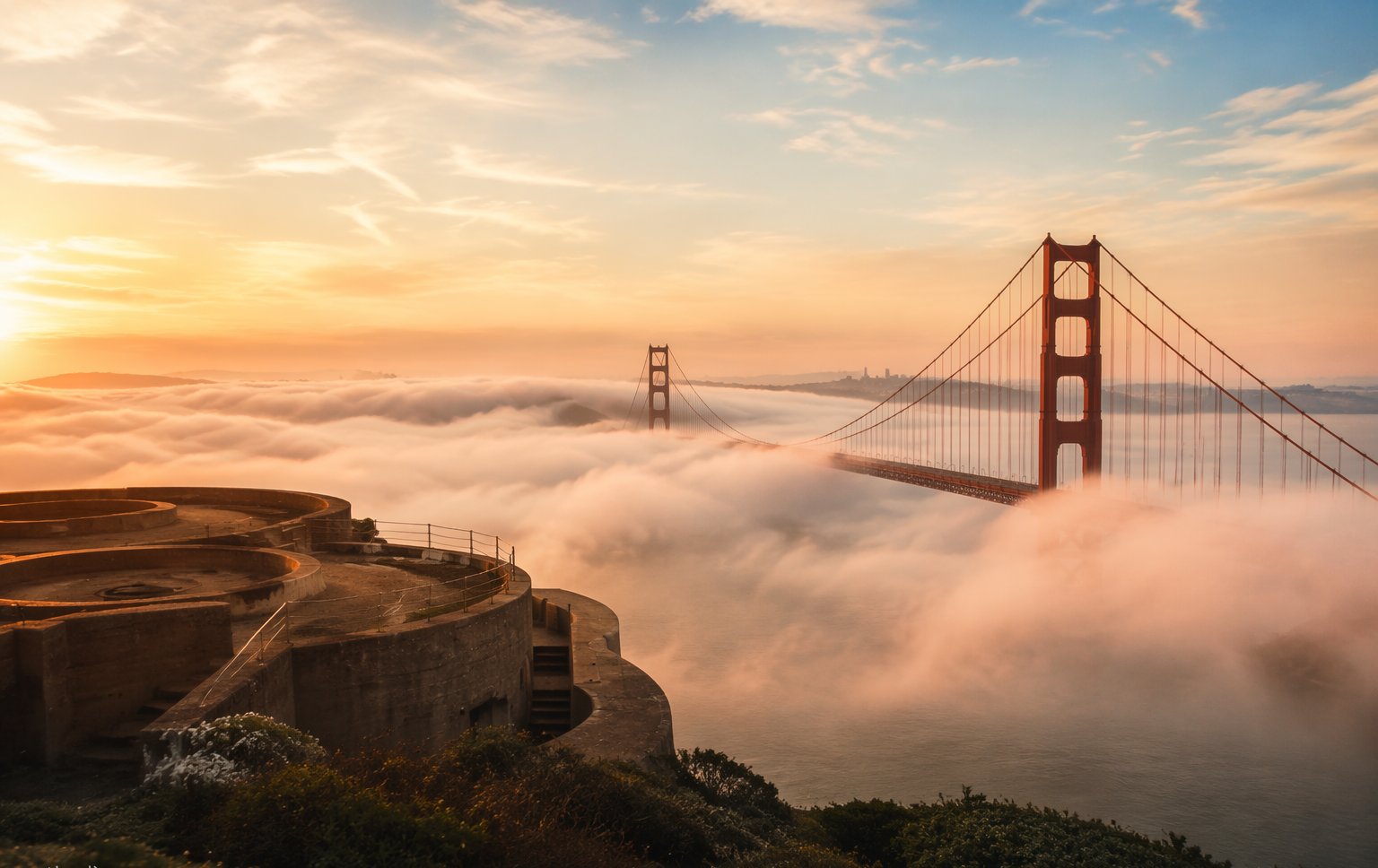 San Francisco, United States — Cable cars, fog banks and bay views